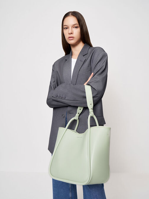 Tubular Slouchy Tote Bag, Mint Green, hi-res