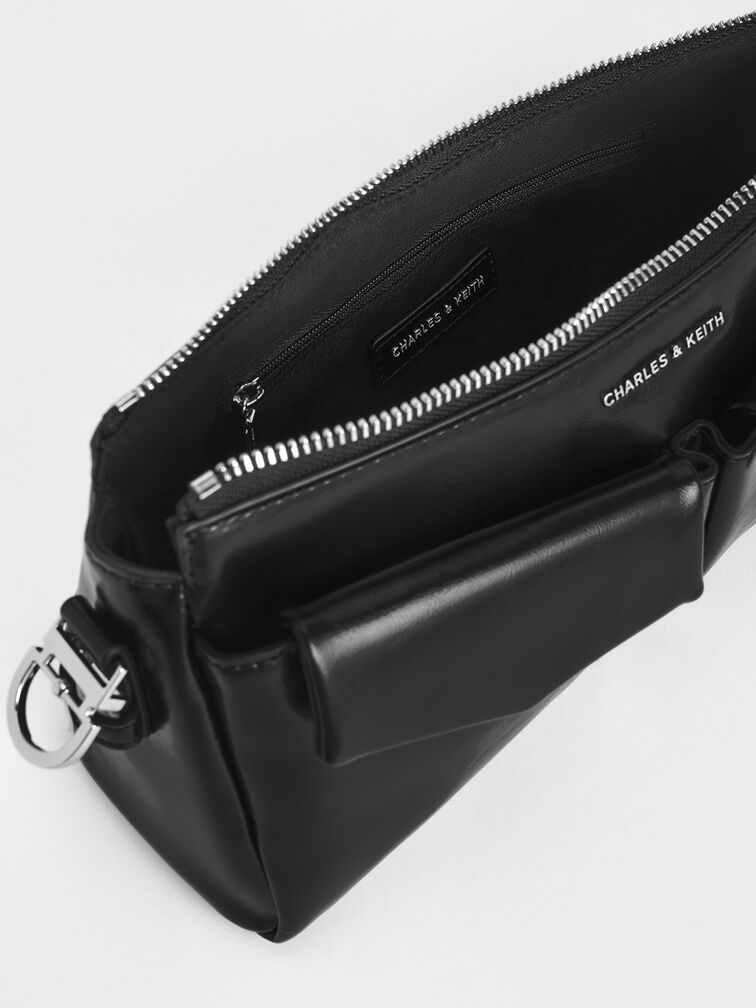 Rachel Elongated Front-Pocket Chain-Handle Bag, Noir, hi-res