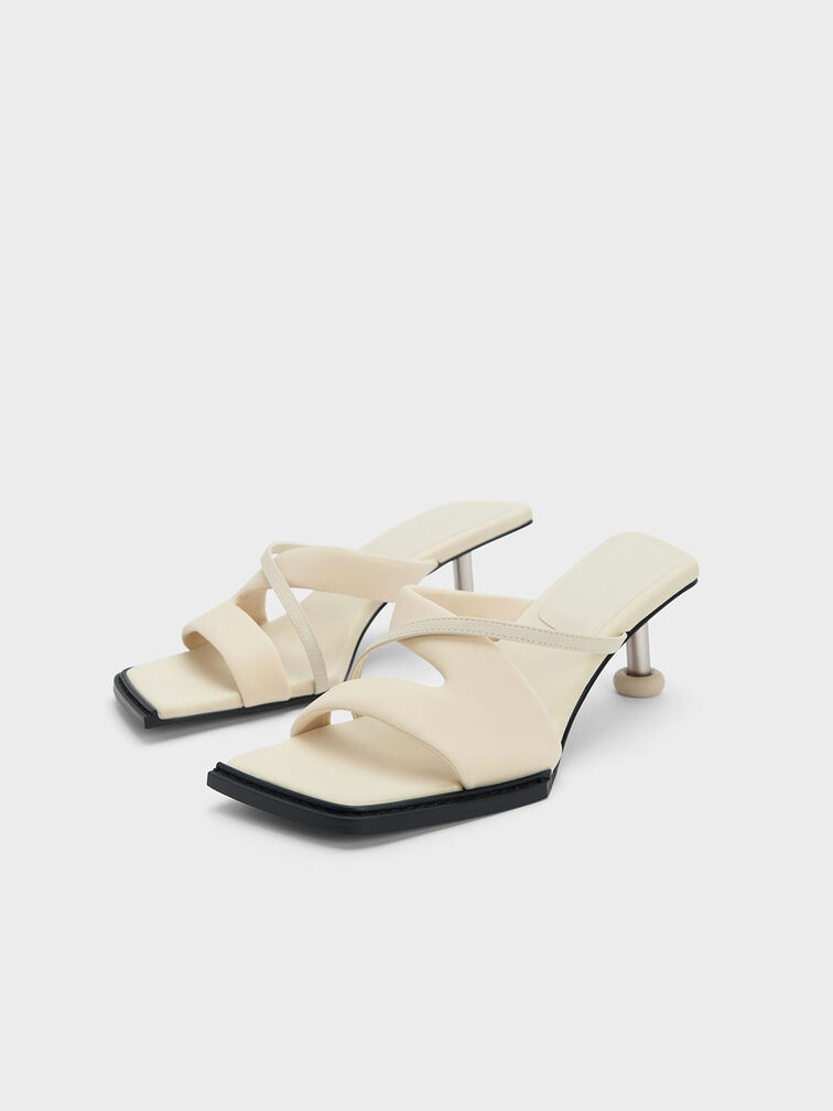 Crossover Sculptural Heel Sandals, Chalk, hi-res