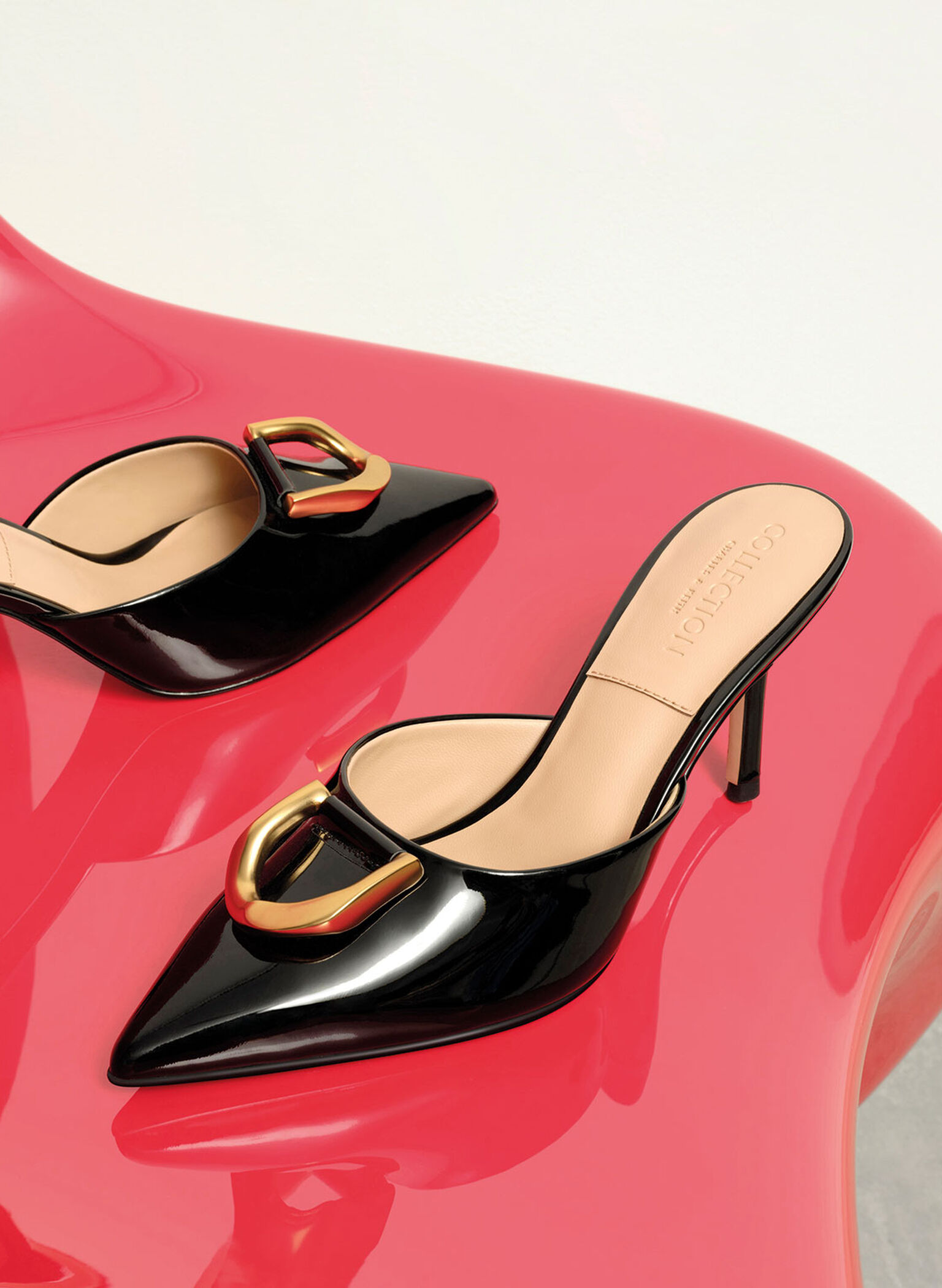 Black Gabine Patent Leather Mules - CHARLES & KEITH US