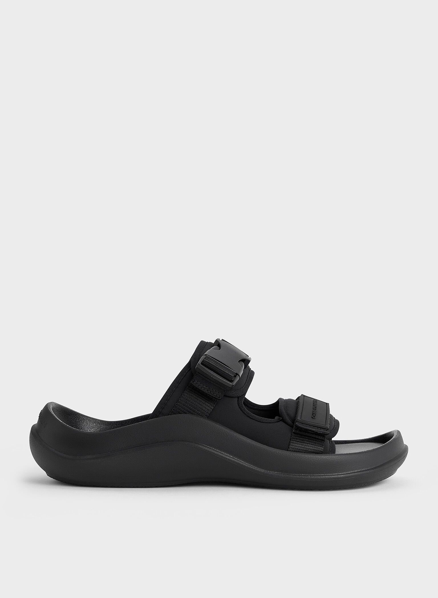 Sandalias deportivas de nylon con doble tira, Negro texturizado, hi-res