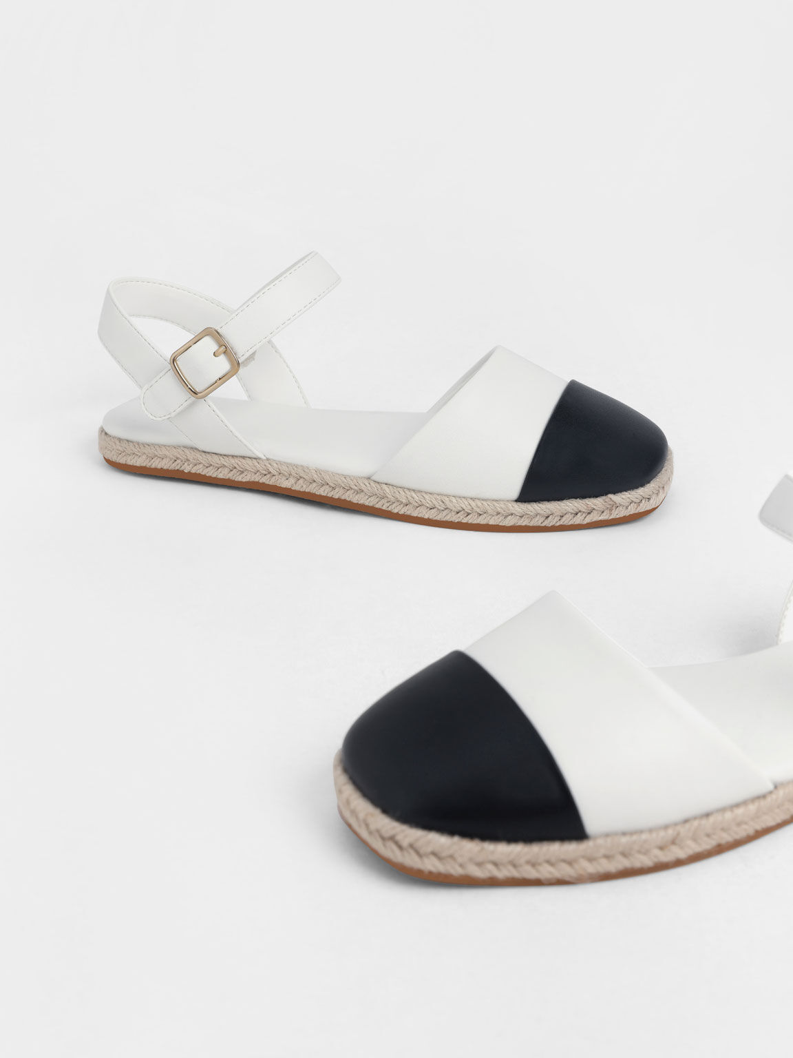 Girls Two Tone Ankle Strap Espadrilles White