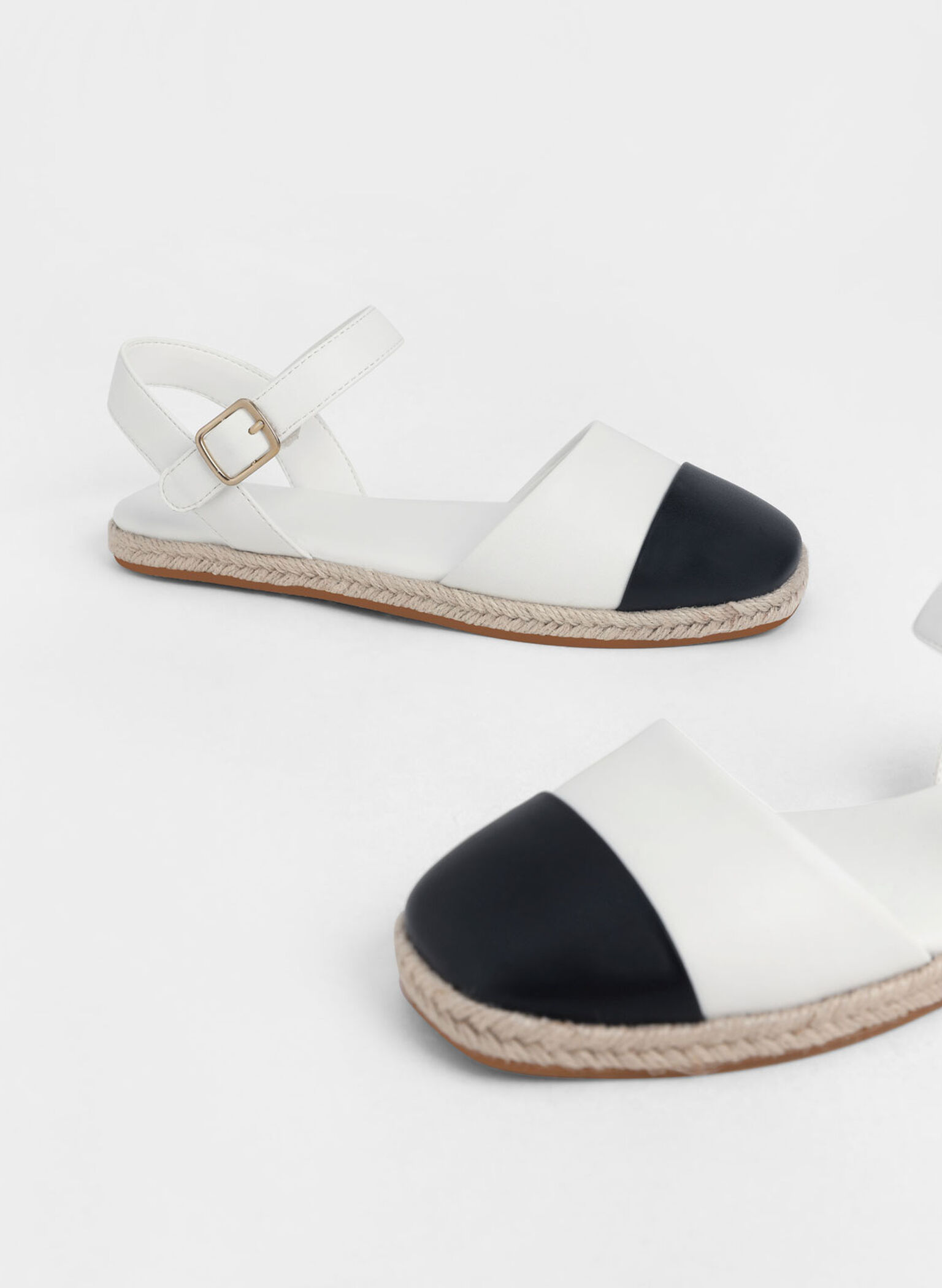 Girls' Two-Tone Ankle-Strap Espadrilles, White, hi-res