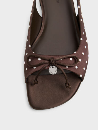 Imani Polka-Dot Bow Slingback Sandals, Dark Brown Textured, hi-res