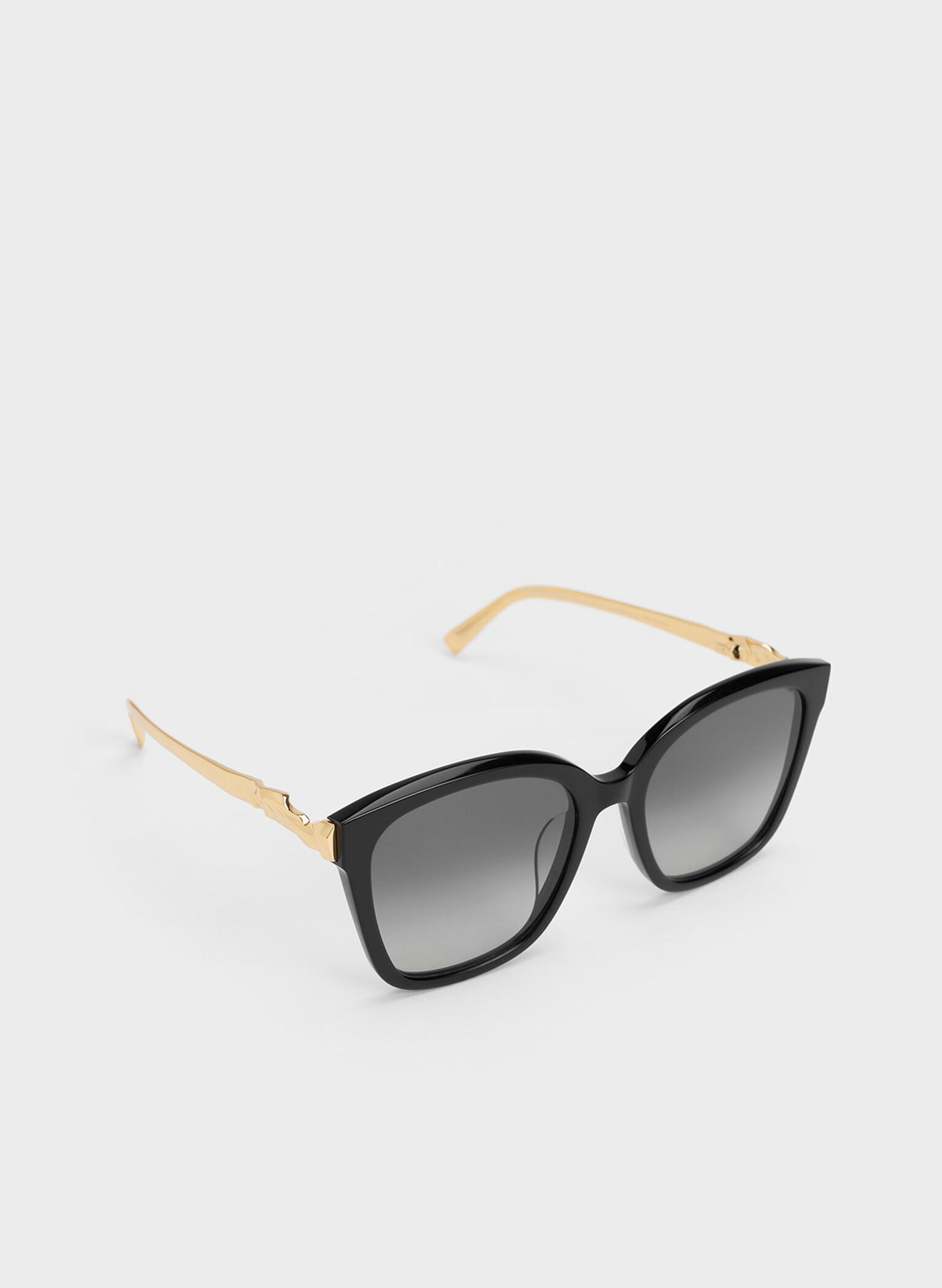 Oversized Square Acetate Sunglasses, Black, hi-res