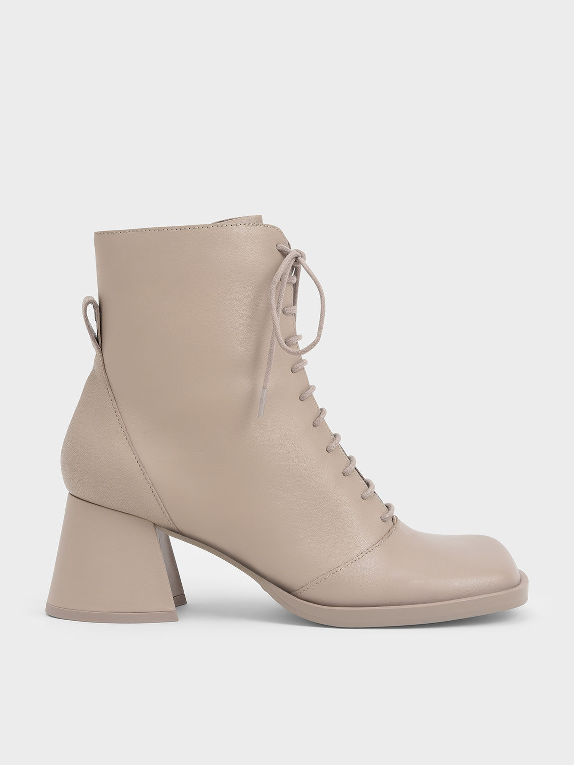 Leather Lace-Up Ankle Boots, Taupe, hi-res