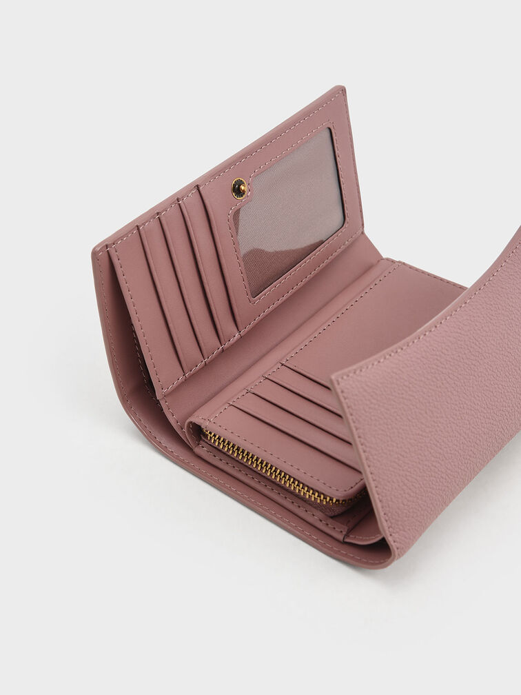 Huxley Metallic-Accent Front Flap Wallet, Mauve, hi-res