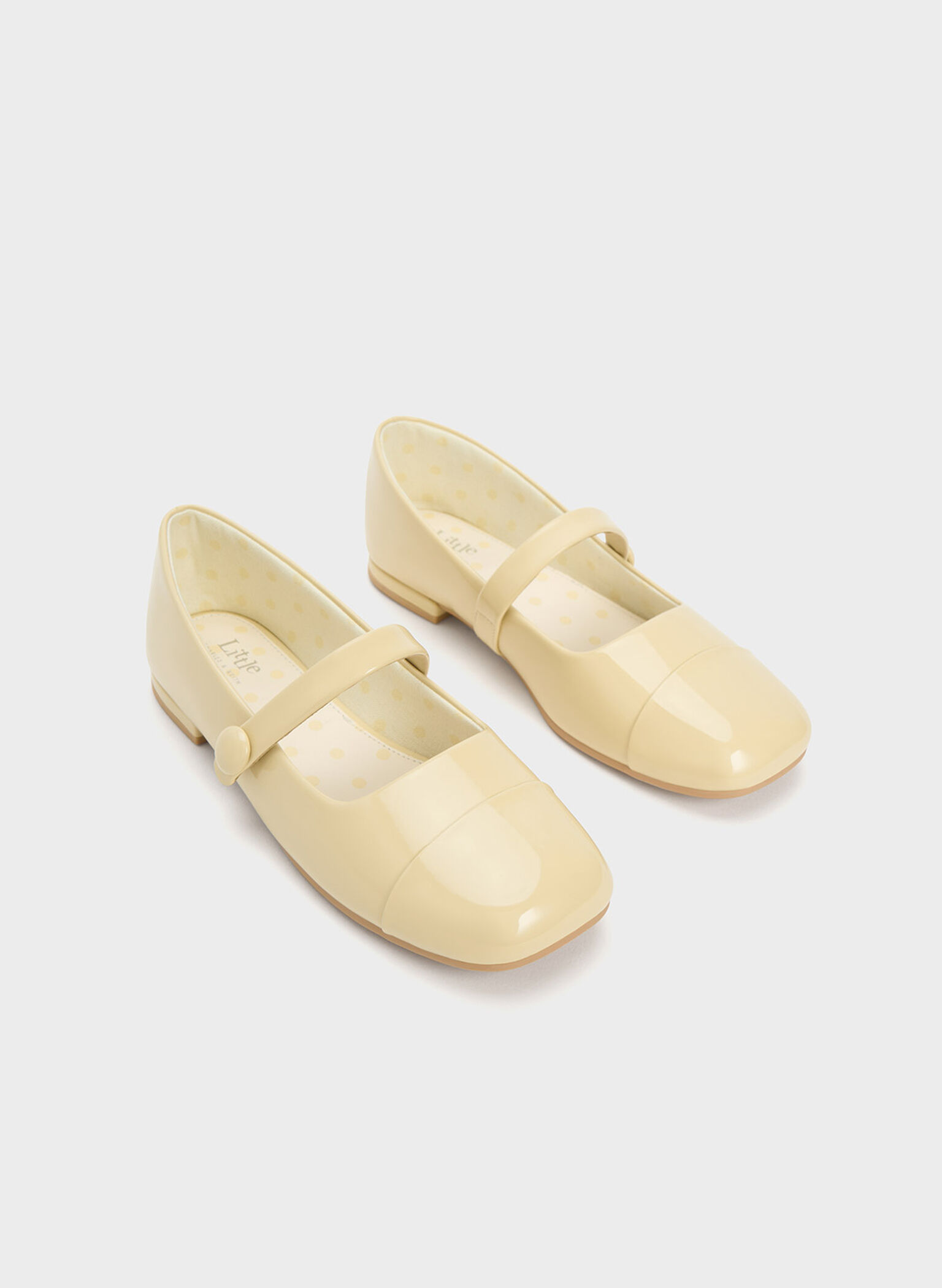 Girls' Patent Mary Jane Flats, Yellow, hi-res