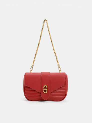 Aubrielle Panelled Crossbody Bag, Red, hi-res