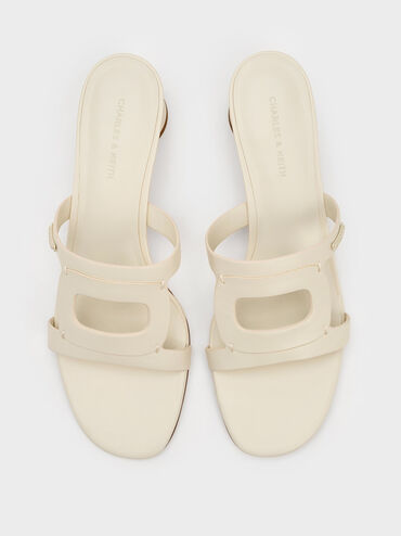 Easley Cut-Out Cylinder-Heel Mules, Chalk, hi-res