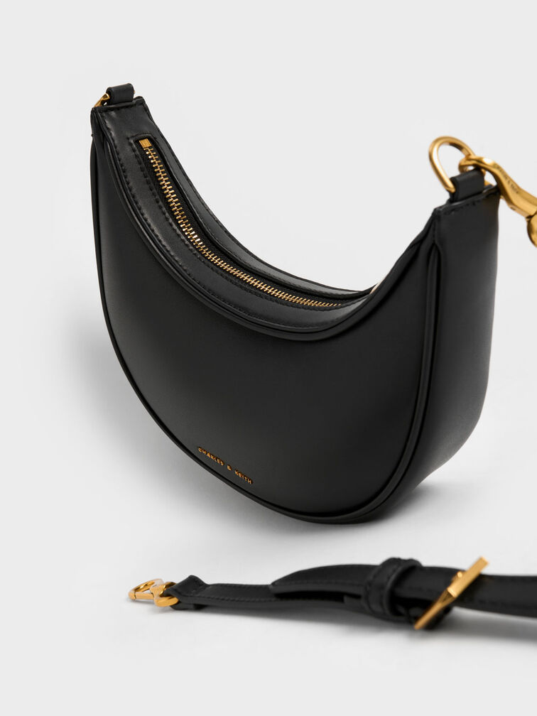 Bonnie Chain-Handle Crescent Bag, Black, hi-res