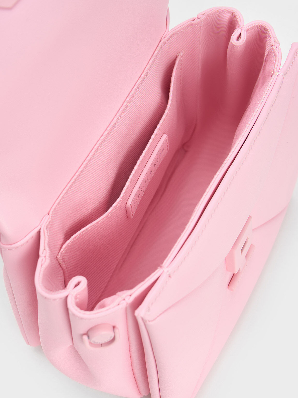 Geometric Push-Lock Top Handle Bag, Light Pink, hi-res
