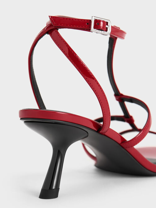 Clara Asymmetric T-Bar Sandals, Red, hi-res