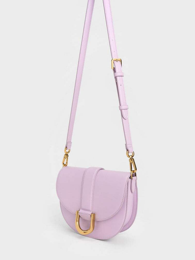 Charles & Keith Micro Gabine Saddle Bag in Pink