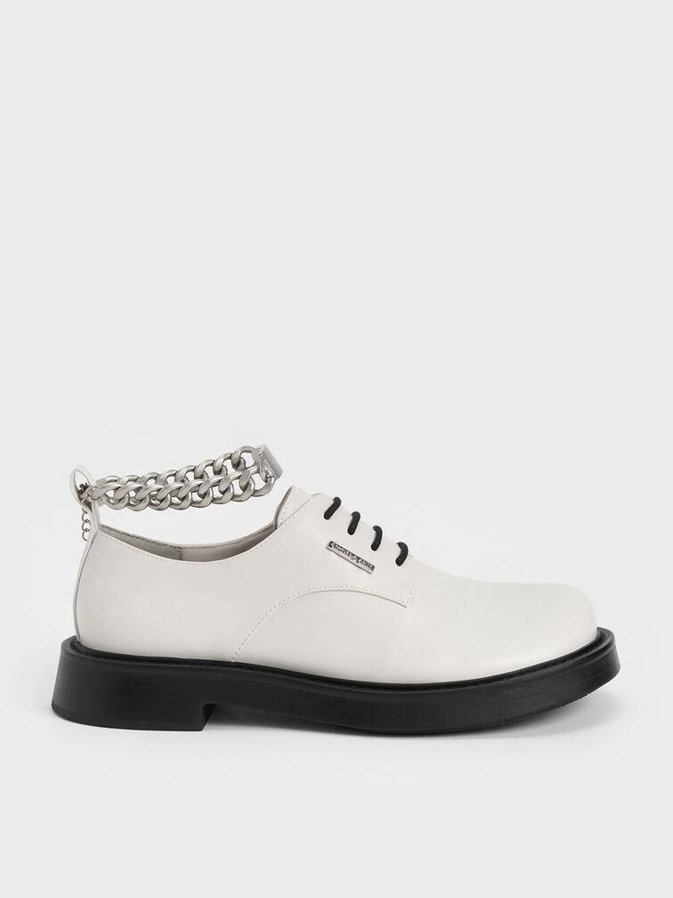 Chunky Chain Derby Shoes, White, hi-res