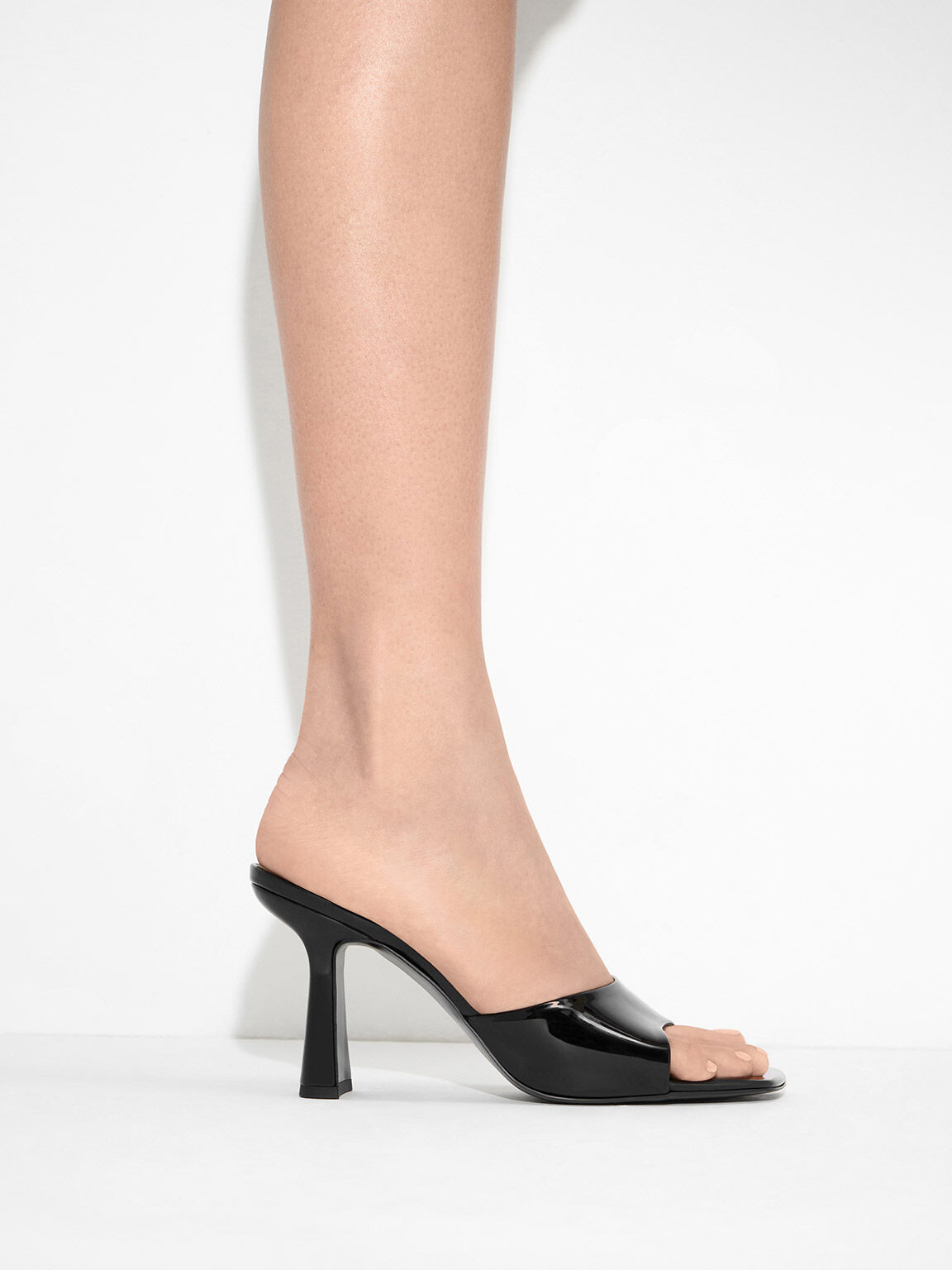 Black high heel mules clearance