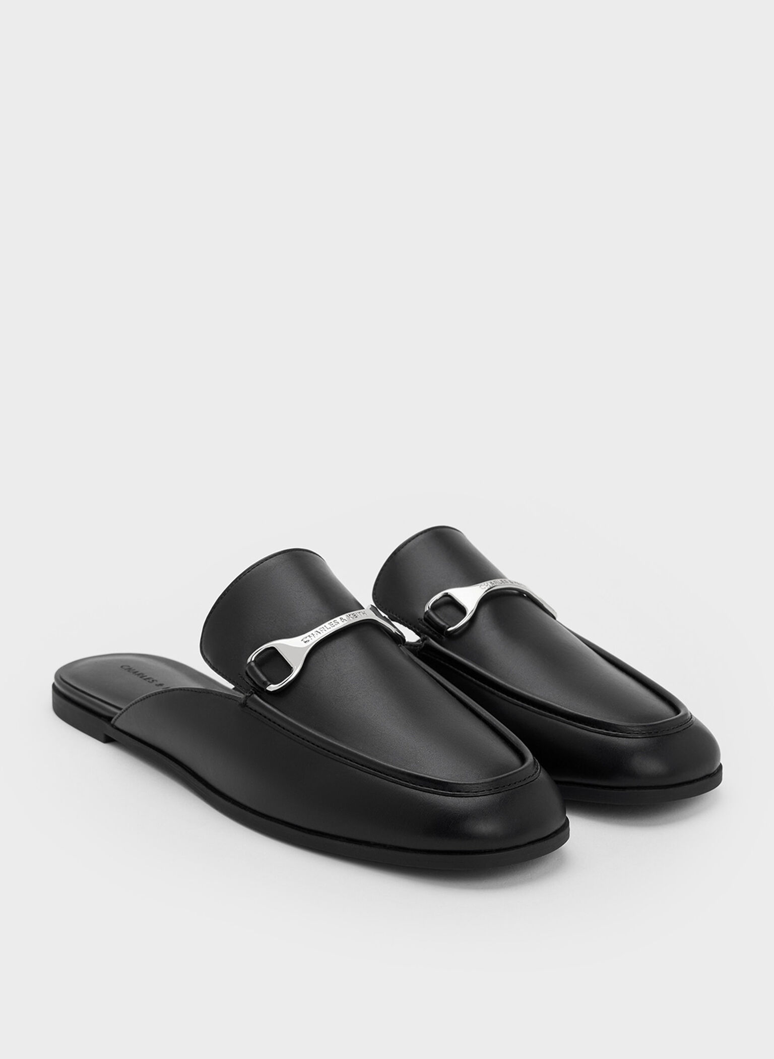 Leslie Metallic-Accent Mules, Black, hi-res
