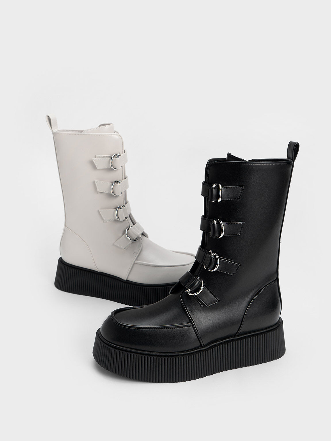 Cordova Buckled Platform Boots, Black, hi-res