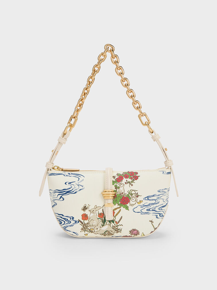 Rabbit Illustrated Belted Bag, Cream, hi-res