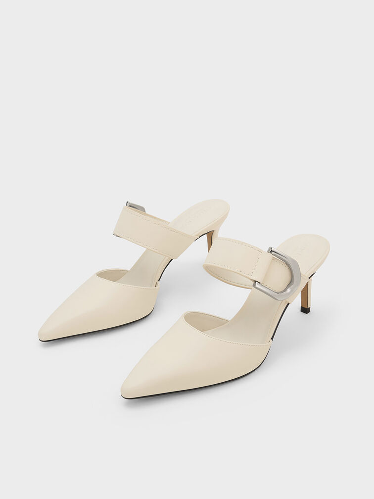 Gabine Leather Mule Pumps, Chalk, hi-res