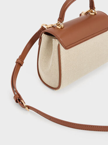 Eudora Canvas Top Handle Bag, Tan, hi-res