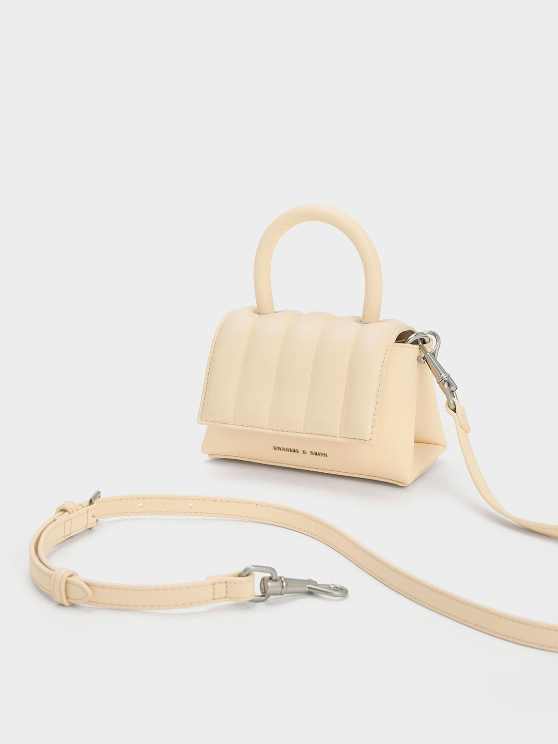 Padded Top Handle Bag, Beige, hi-res
