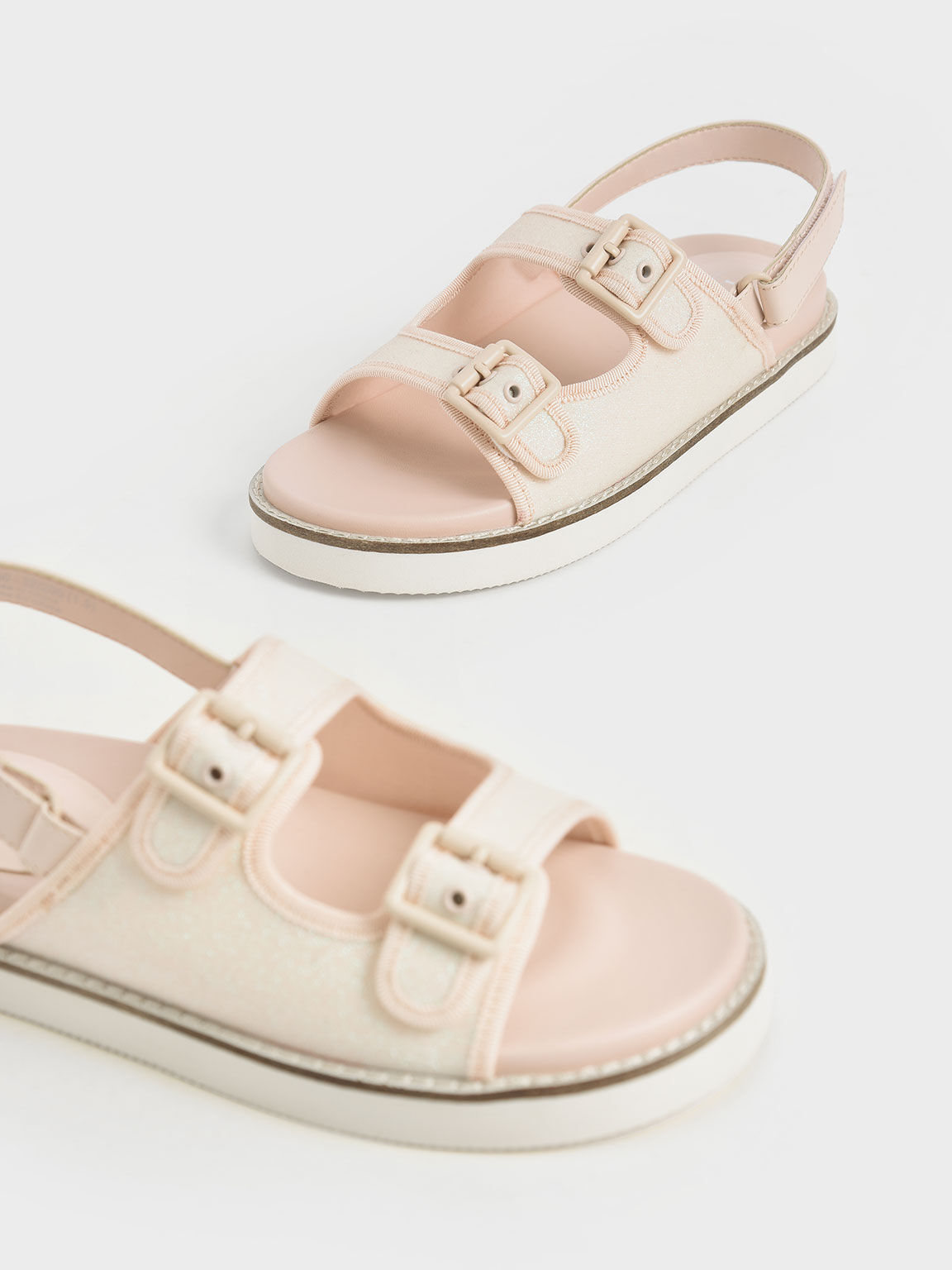 Girls' Glitter Sports Sandals, Blush, hi-res