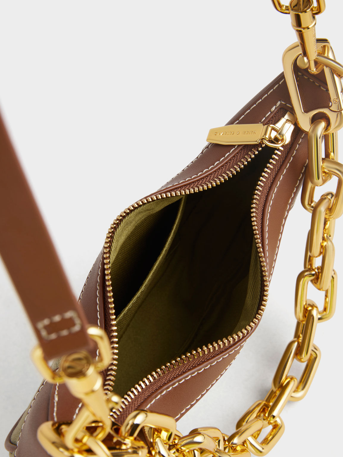 Avocado Shalia Canvas Chain-Handle Moon Bag - CHARLES & KEITH US