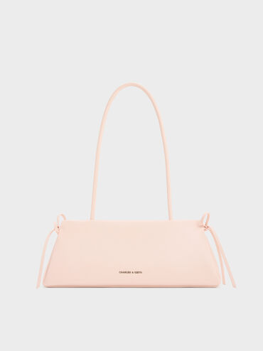 Hazel Bow Elongated Trapeze Shoulder Bag, Soft Pink, hi-res