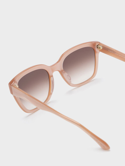 Recycled Acetate Square Sunglasses, Pink, hi-res