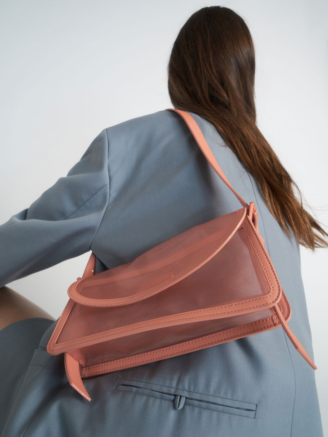 Orange Mesh Shoulder Bag - CHARLES