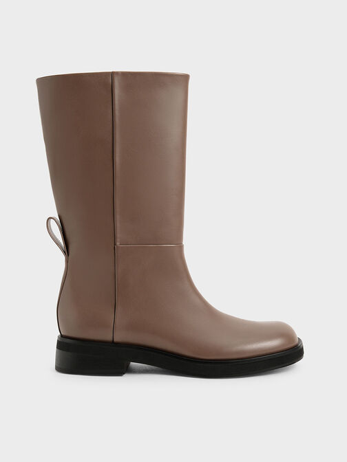 Slip-On Flat Ankle Boots, Taupe, hi-res