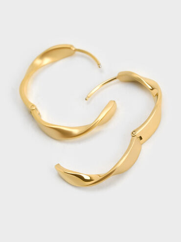 Lena Twist Hoop Earrings, Gold, hi-res