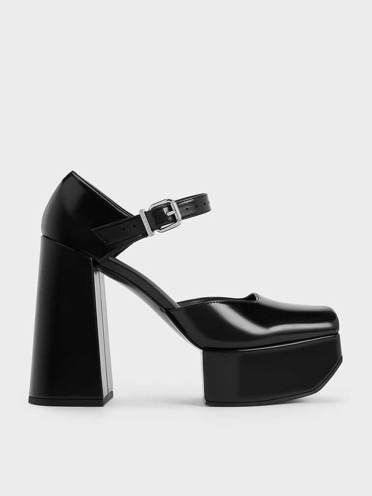 Zapatos de tacón d'Orsay Shayla con plataforma, Negro pulido, hi-res