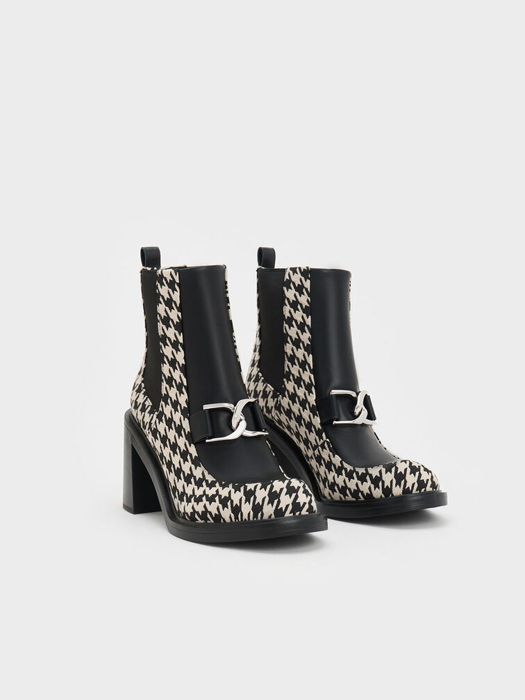 Gabine Houndstooth Block Heel Ankle Boots, Multi, hi-res