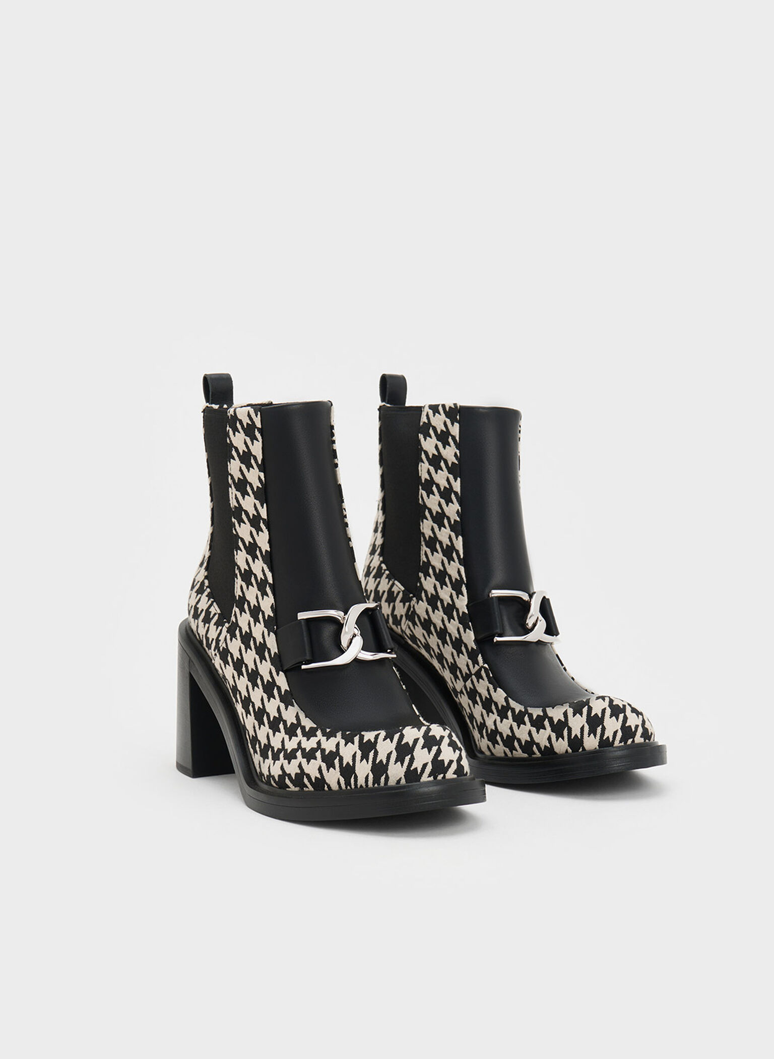 Gabine Houndstooth Block Heel Ankle Boots, Multi, hi-res