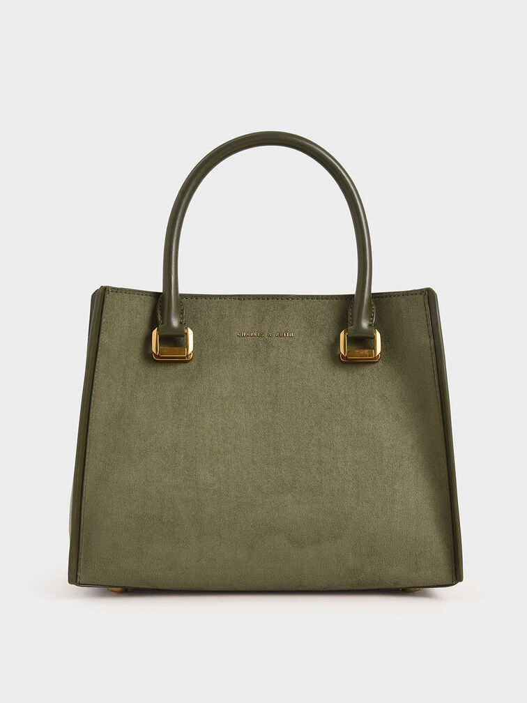 Large Textured Double Handle Bag, Sage Green, hi-res