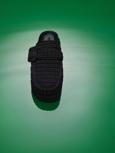 Loren Textured Flatform Mules, Black Textured, hi-res