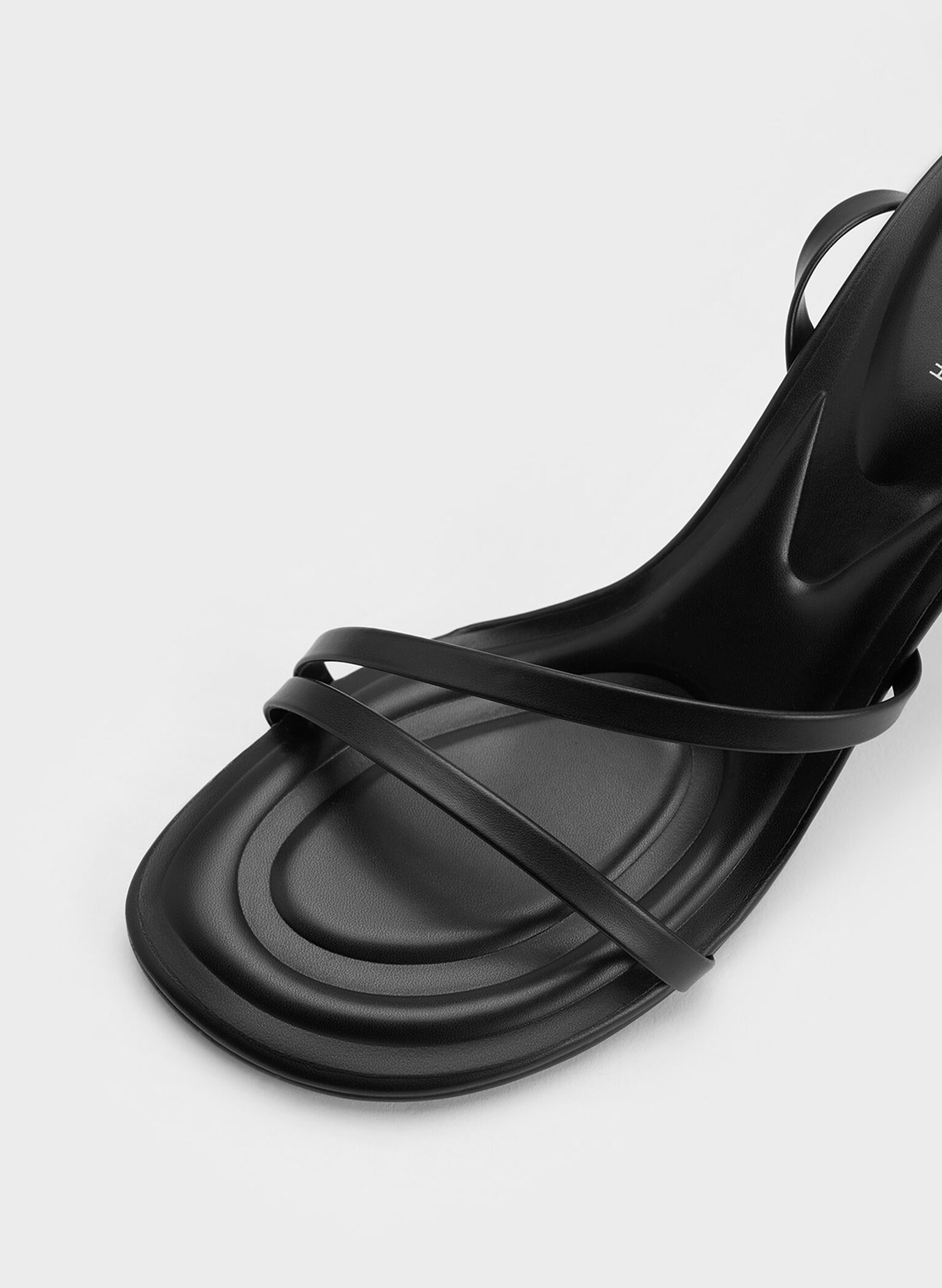 Black Celestine Sculptural Heel Strappy Sandals - CHARLES & KEITH PH