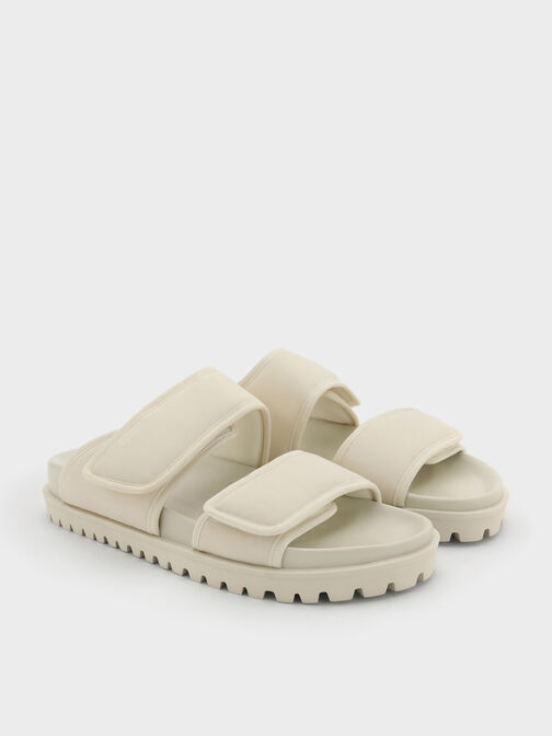 Nylon Double-Strap Flatform Sandals, Chalk, hi-res