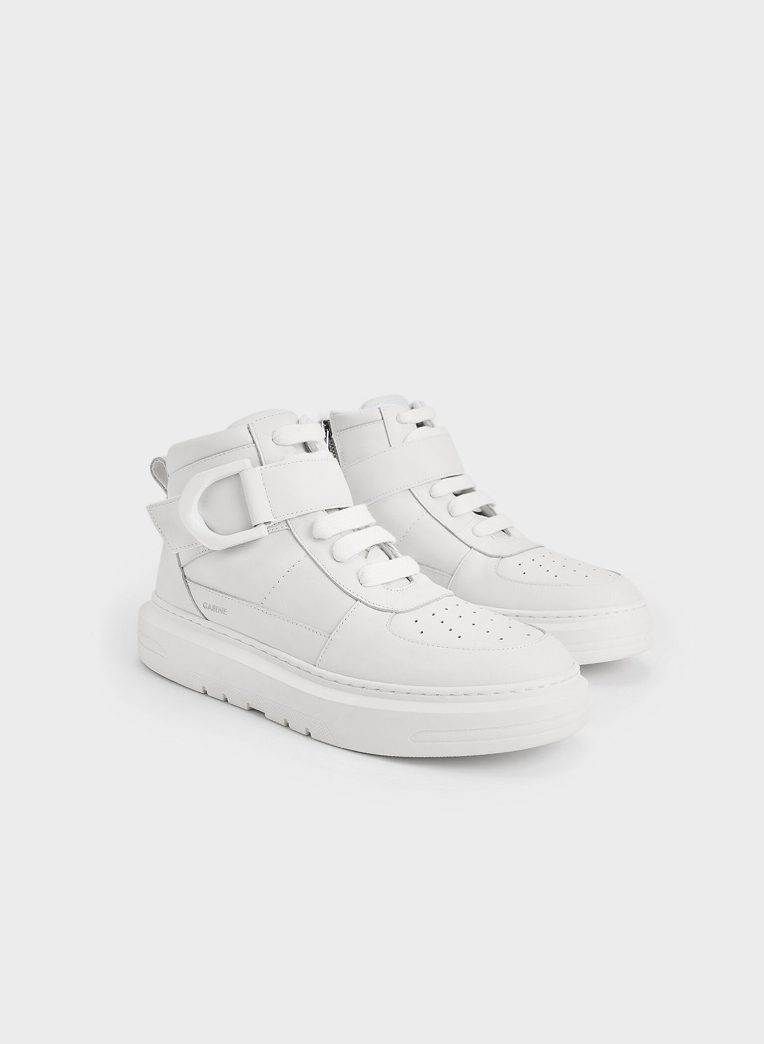 Gabine Leather High-Top Sneakers, White, hi-res