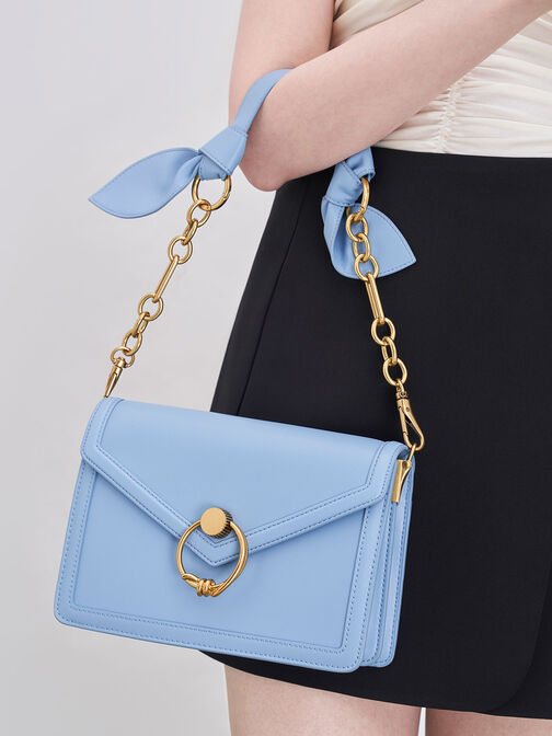 Joelle Envelope Shoulder Bag, Light Blue, hi-res