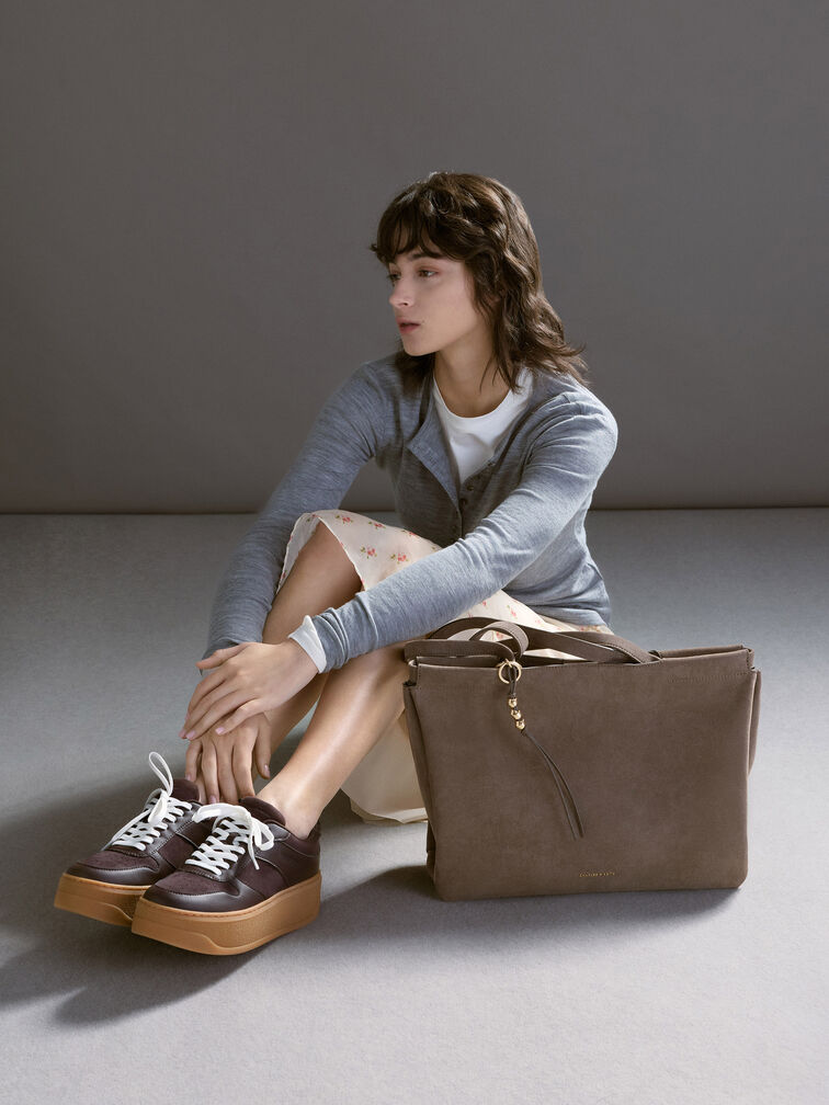 XL Zephyr Tassel Tote Bag, Stone Grey, hi-res