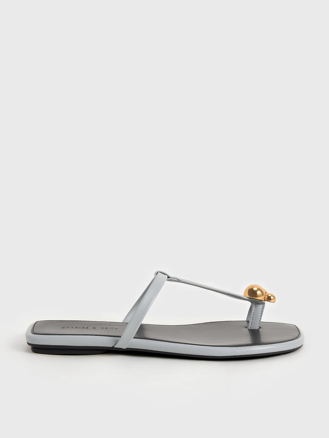 Embellished Toe-Ring Flat Sandals, Light Blue, hi-res