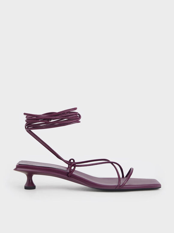 Tie-Around Strappy Sandals, Purple, hi-res