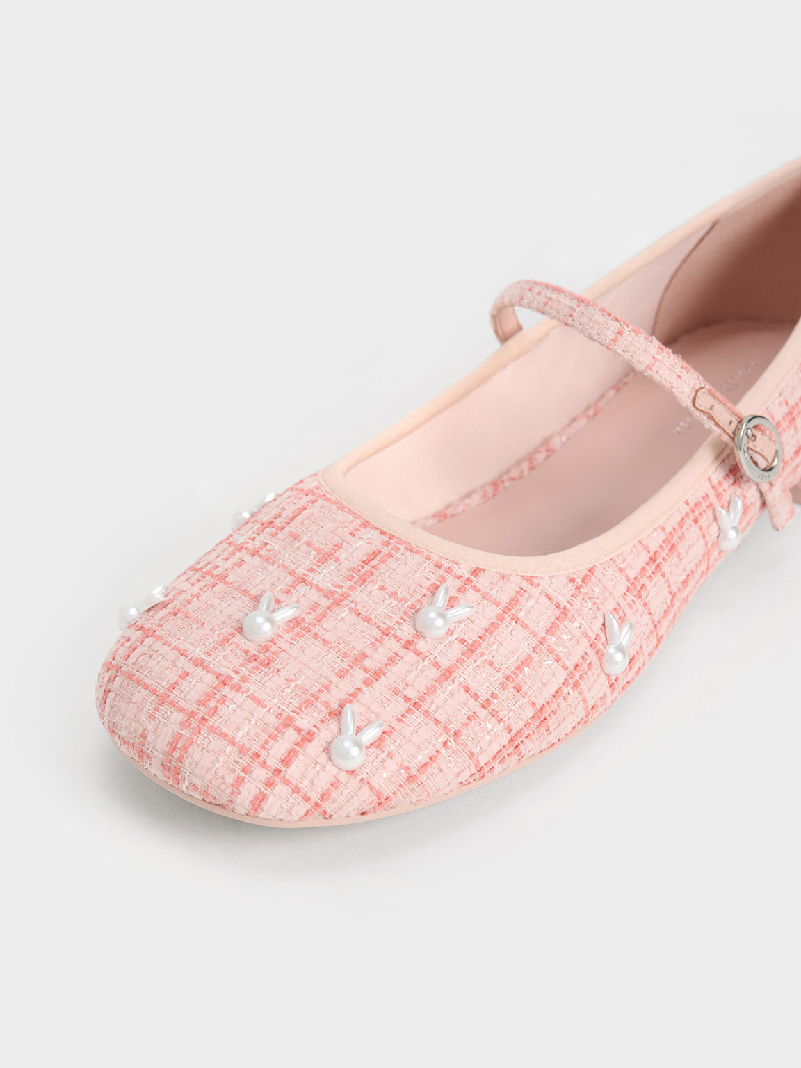 珍珠玉兔毛呢瑪莉珍鞋, 粉紅色, hi-res