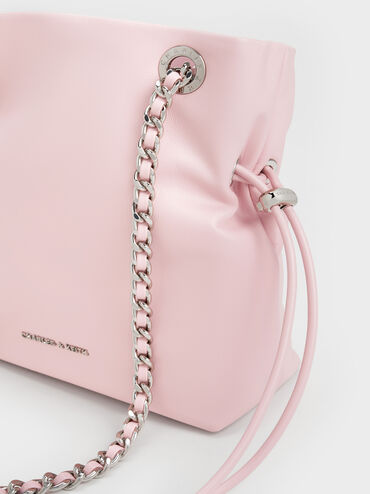 Bolso bandolera Arya con doble asa y correa trenzada, Cotton Candy Pink, hi-res