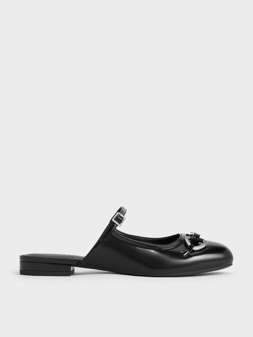 Metallic-Accent Flat Mules, Black Box, hi-res