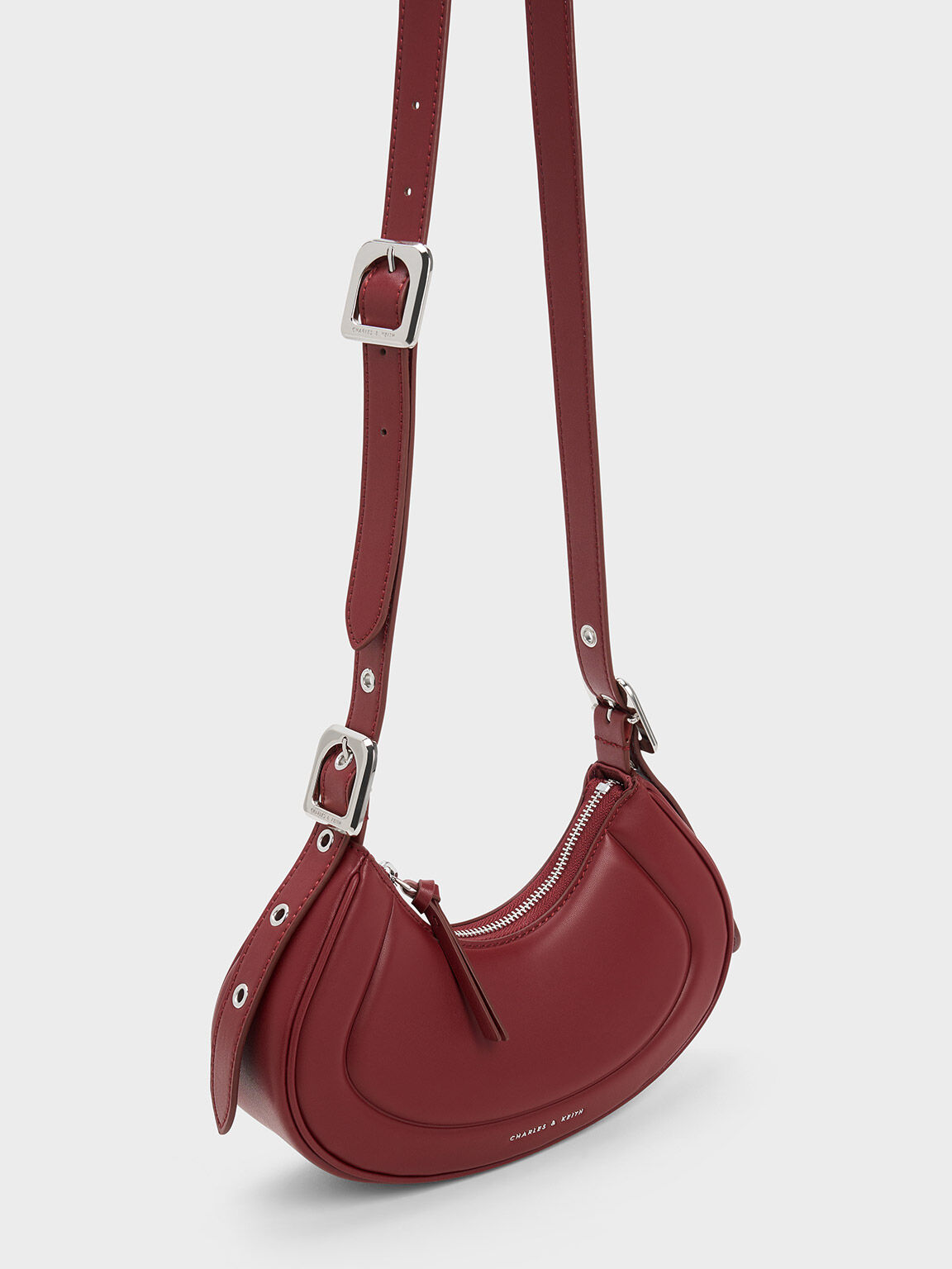 Red Petra Curved Shoulder Bag CHARLES & KEITH BH