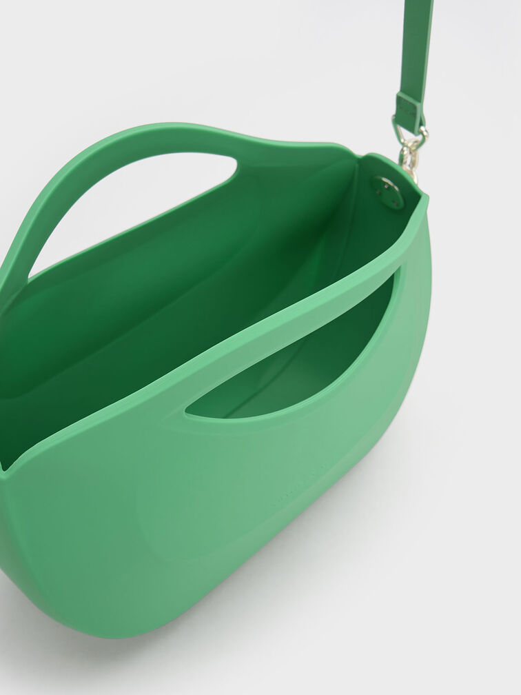 Bolso Cocoon con asa curva, Verde, hi-res